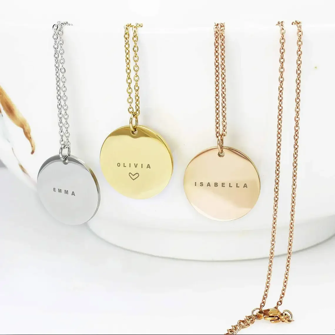 Nomes gravados personalizados  - Birth Flower Necklace avaliação e preço