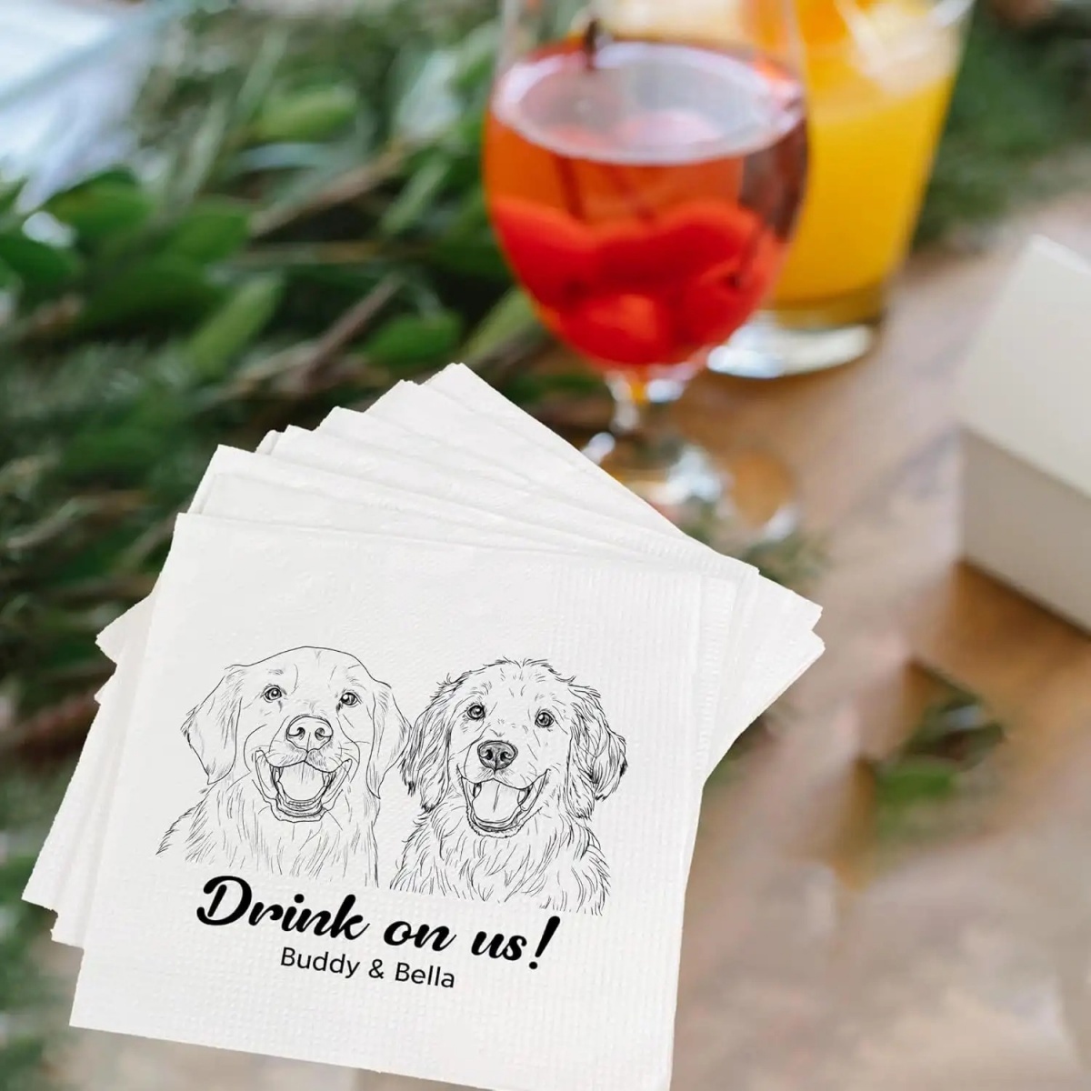 Guardanapos de cocktail com re - Pet Portrait Custom avaliação e preço