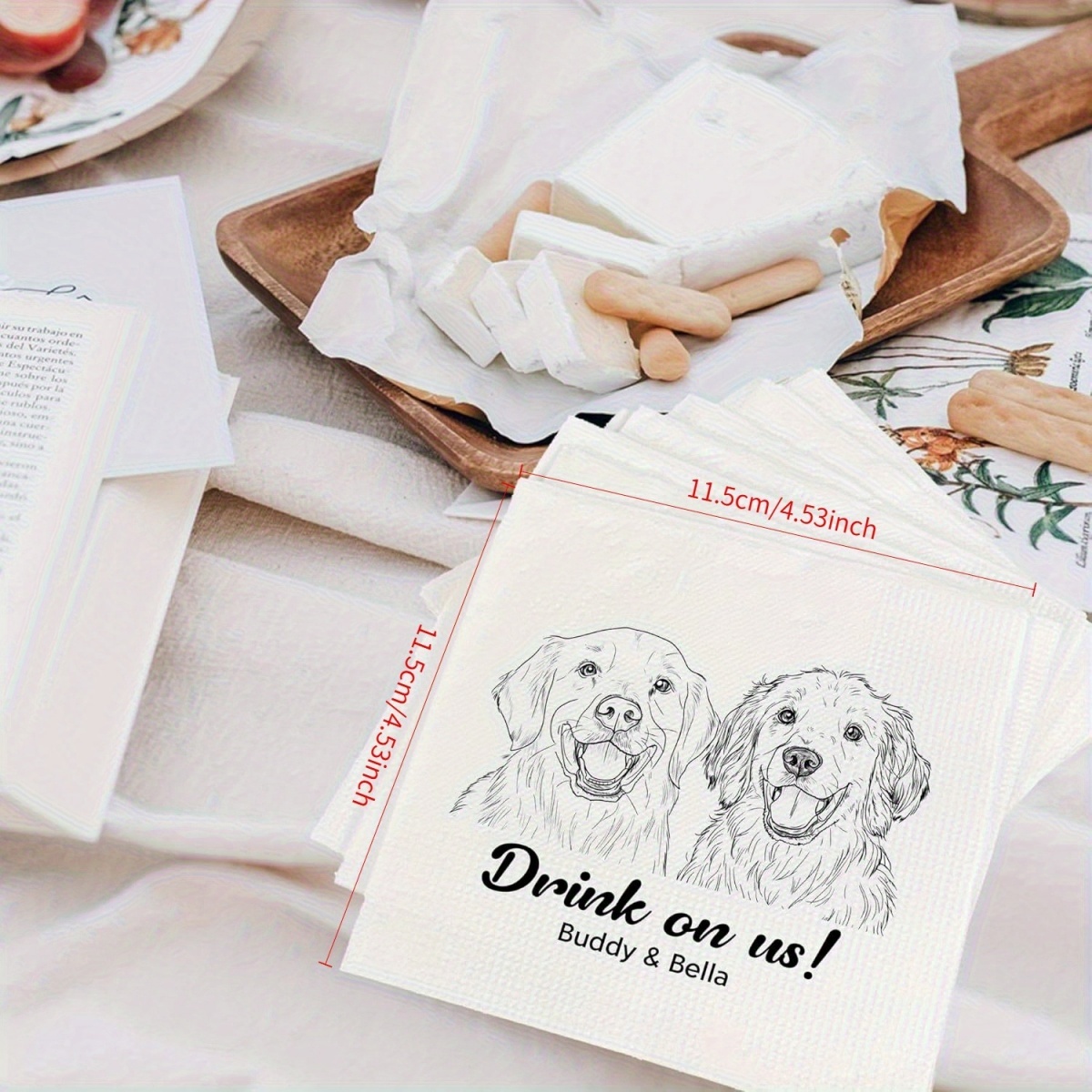 Guardanapos de cocktail com re - Pet Portrait Custom avaliação e preço