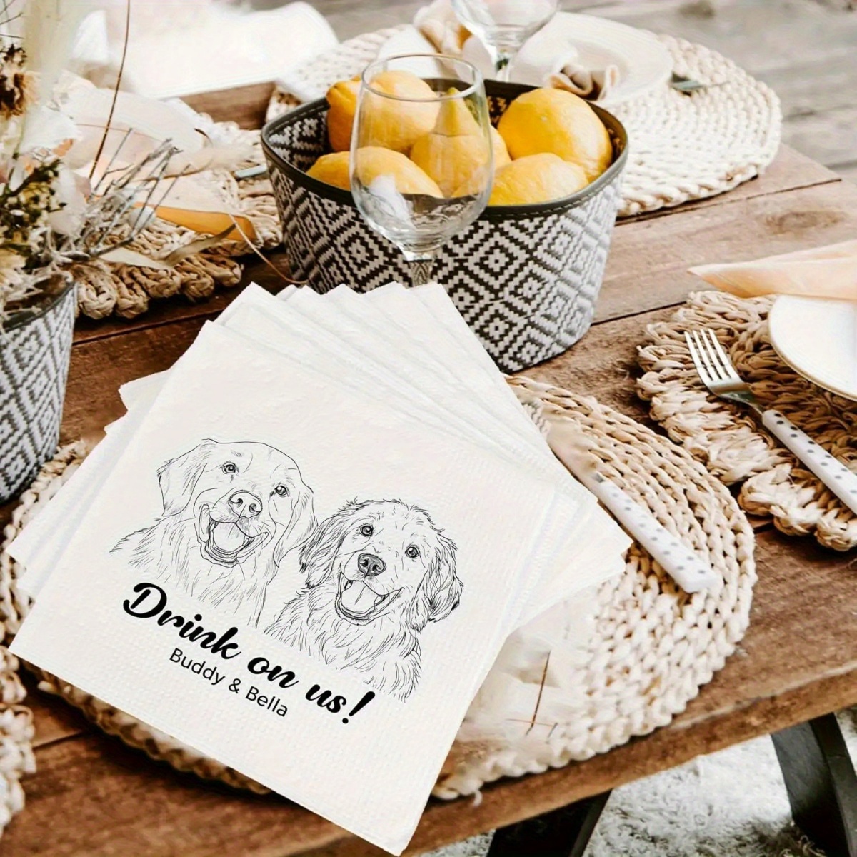 Guardanapos de cocktail com re - Pet Portrait Custom avaliação e preço